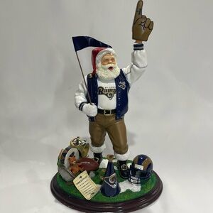 St. Louis Rams Santa Figurine with Blue and Brown Accents